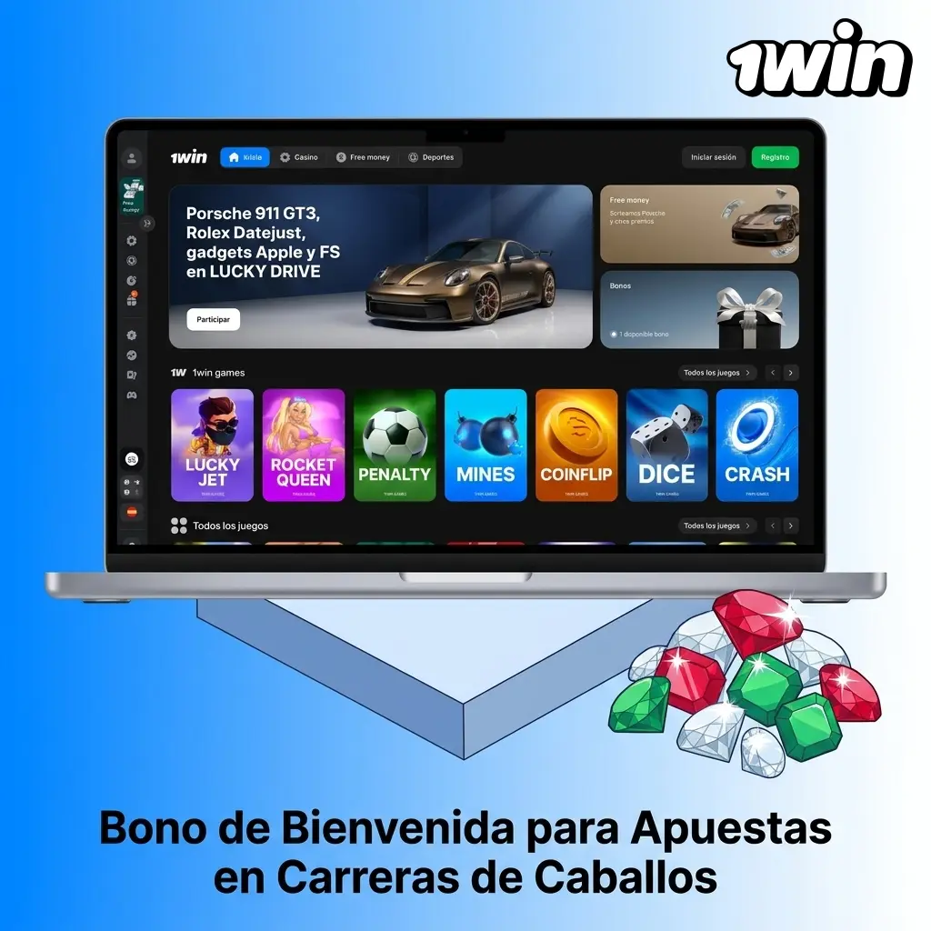 Bono de bienvenida 600% en 1win para apuestas en carreras de caballos con cashback y giros gratis