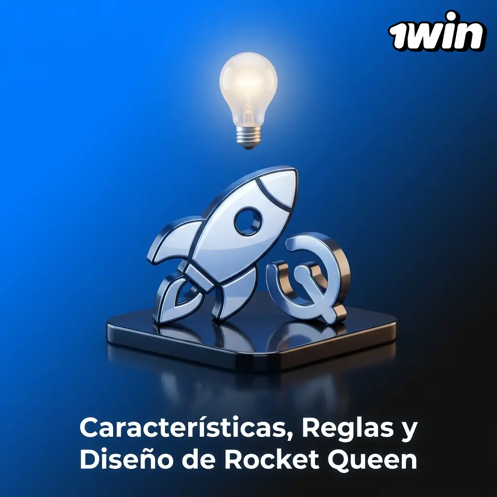 Interfaz oscura con detalles neón del juego Rocket Queen en 1Win Argentina, con multiplicadores progresivos y RTP del 97%