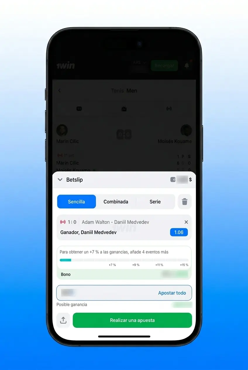 App móvil 1win para apuestas de e-sports en Android e iOS con acceso a mercados y cuotas en vivo