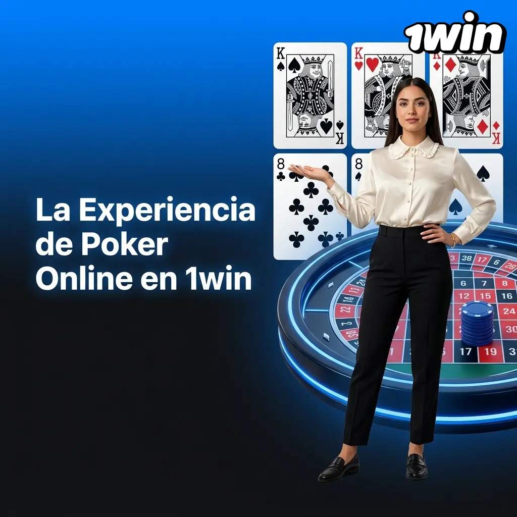 Jugador de poker online en 1win con mesas digitales, multijugador y acceso desde app móvil iOS y Android