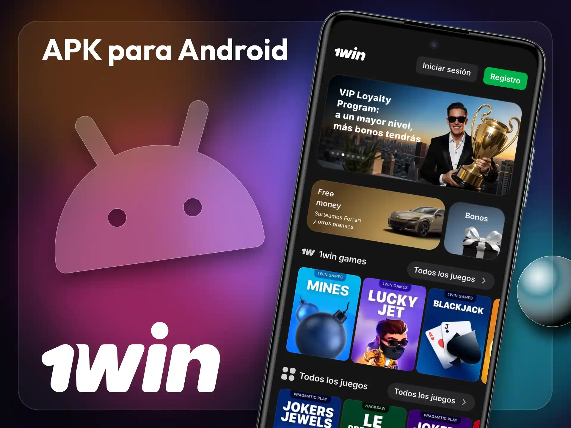 Descarga el archivo APK de 1win en tu dispositivo Android.
