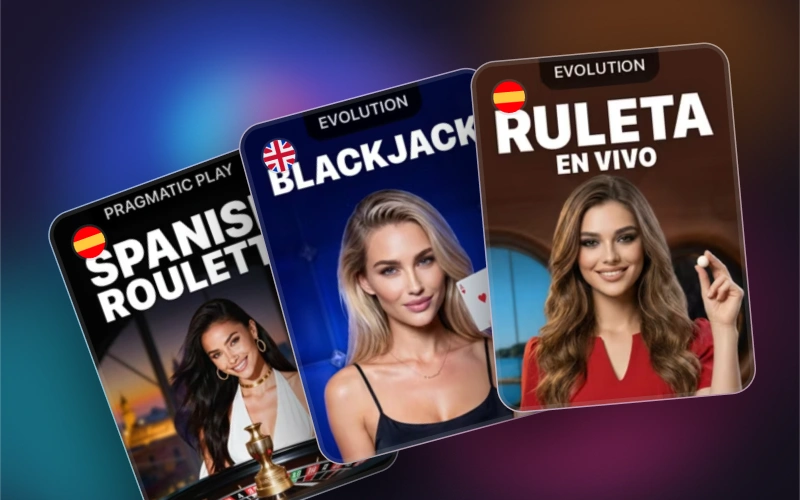 Explora la sección de casino en vivo de la plataforma 1win.