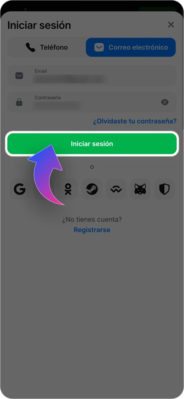 Confirma el proceso de inicio de sesión de 1win haciendo clic en el botón.