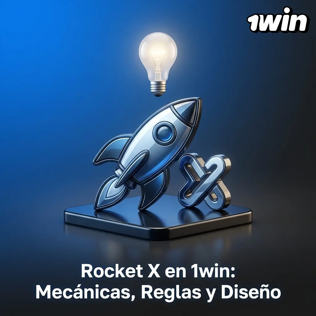Rocket X en 1win: cohete con multiplicador en tiempo real, interfaz sci-fi azul y negro, RTP 97%