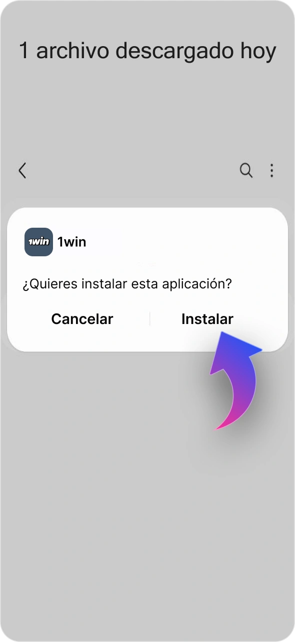 Haz clic en el archivo 1win descargado para iniciar la instalación.