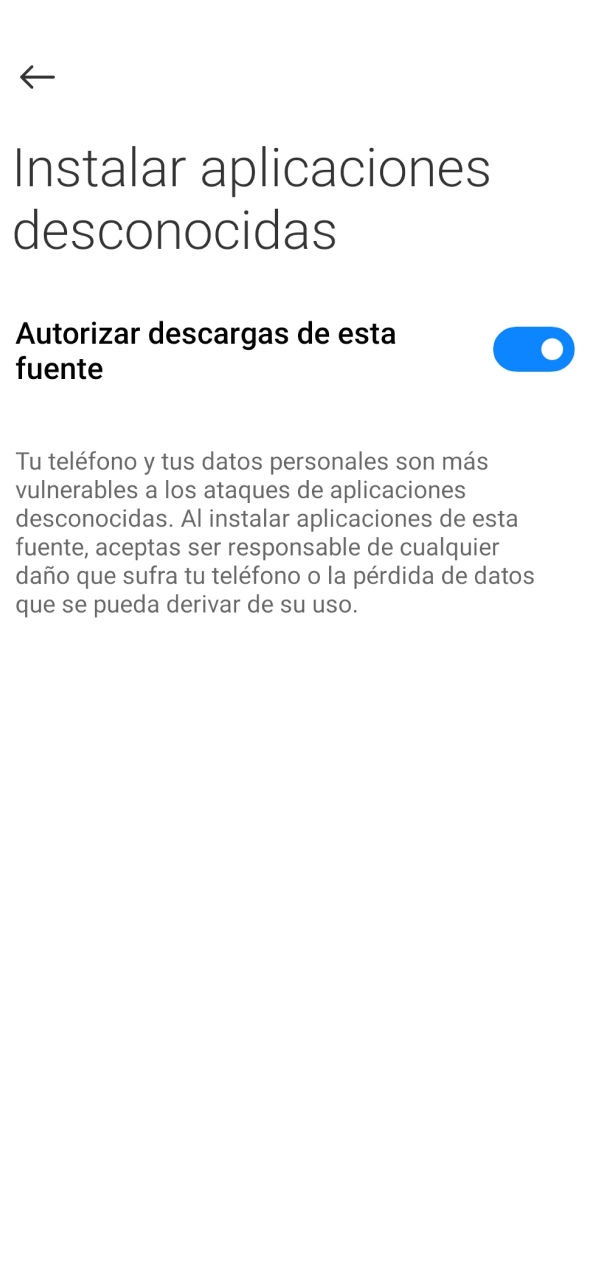 Habilite el permiso para instalar el archivo APK de 1win descargado.