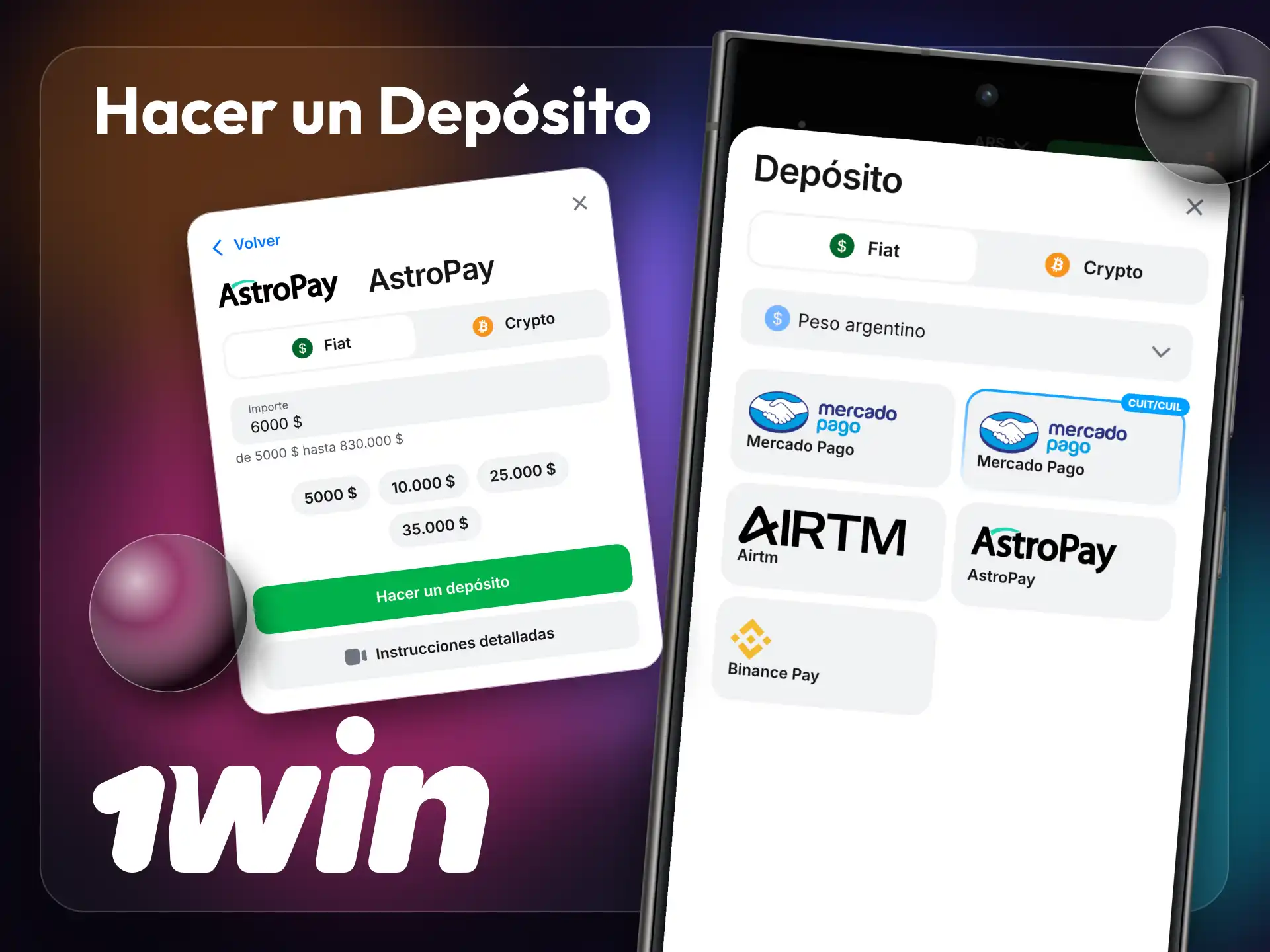 Realiza tu primer depósito en la aplicación móvil de 1win.