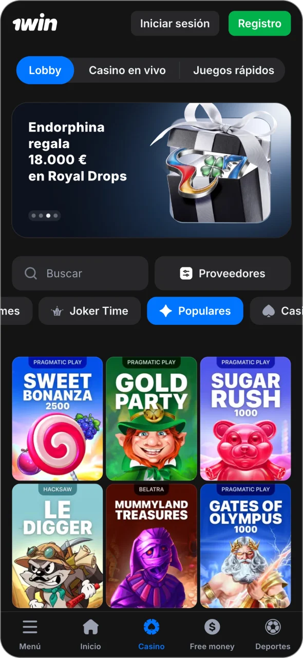 Puedes jugar a juegos de casino online en la aplicación 1win.