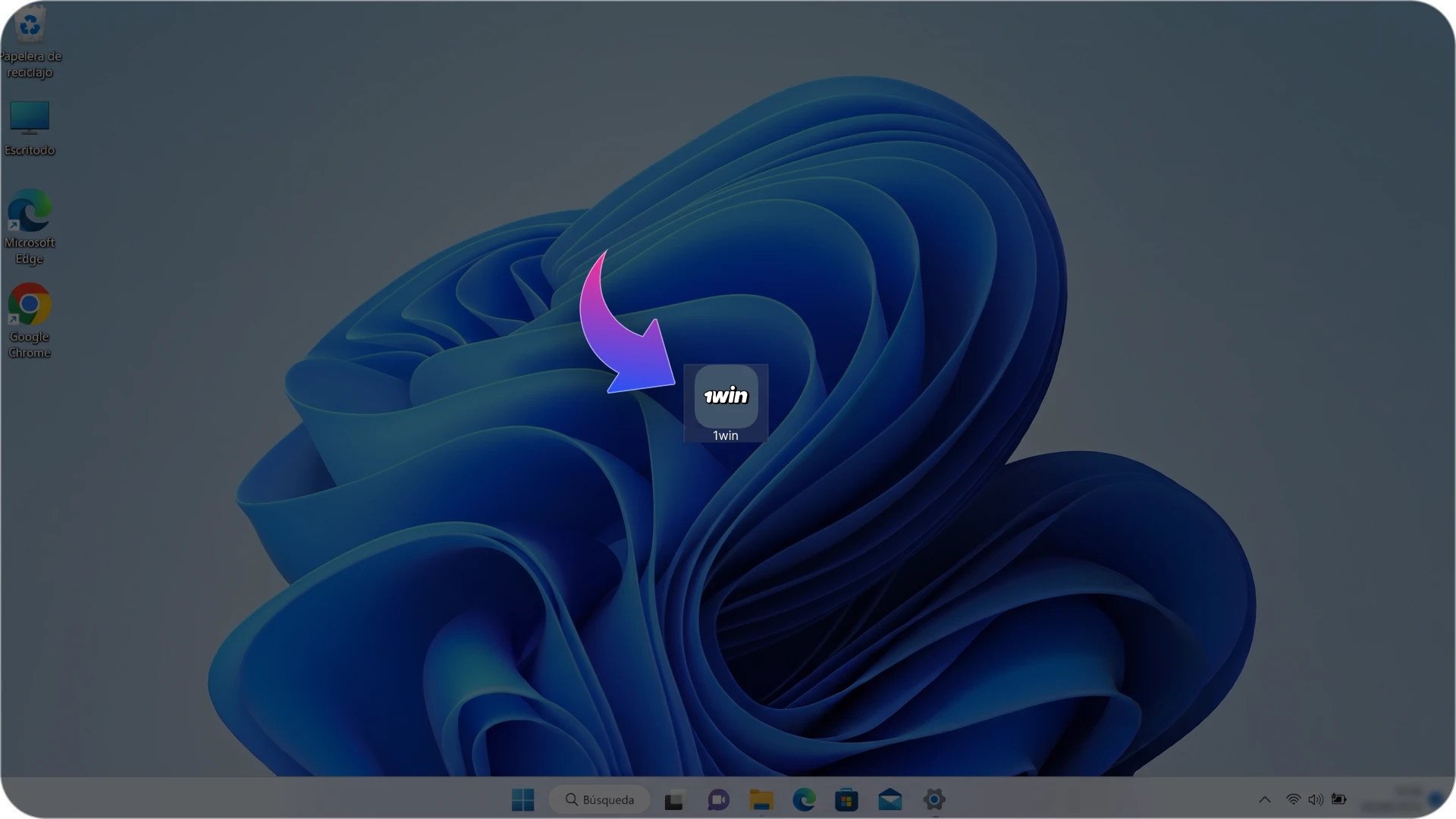 Haz clic en el icono de 1win en tu escritorio para abrirlo.