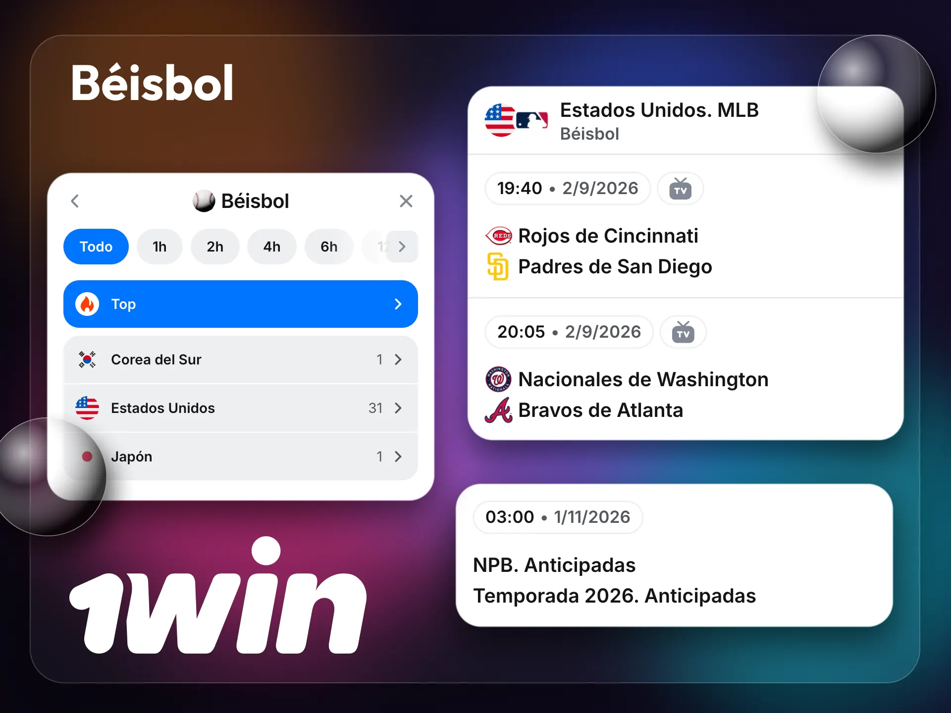 1win ofrece cobertura completa de la MLB en su sección de béisbol.
