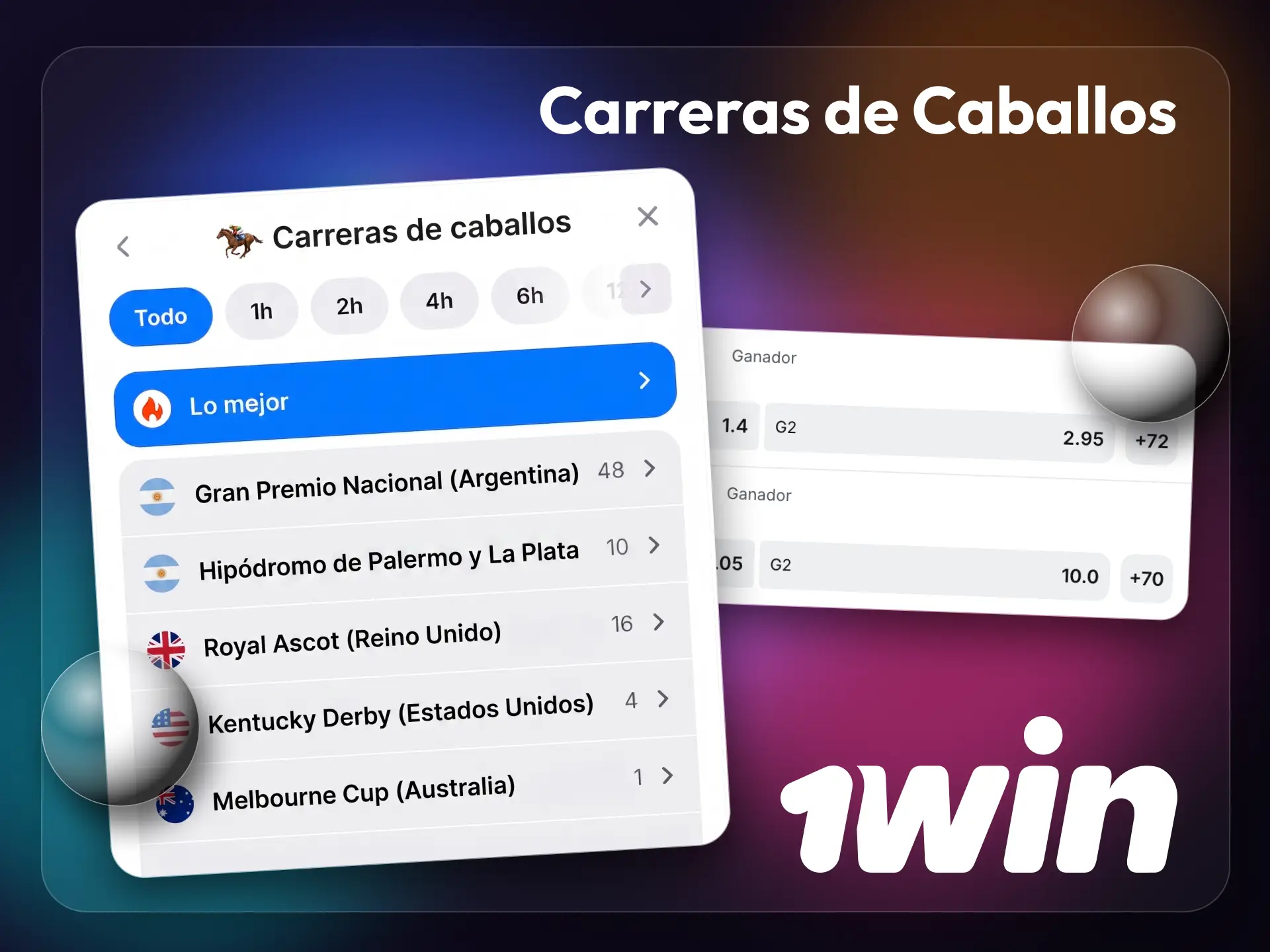 1win ofrece una amplia gama de mercados para las carreras de caballos.
