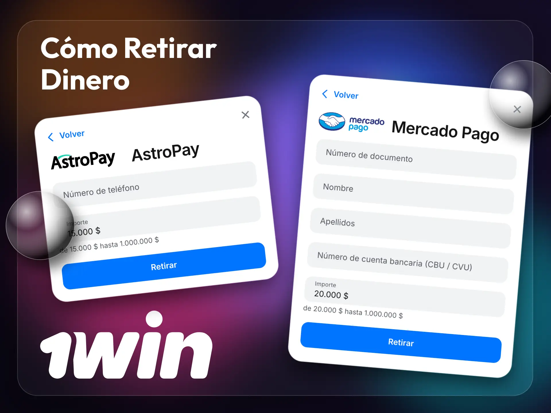 Retira tus ganancias de apuestas de la plataforma 1win.