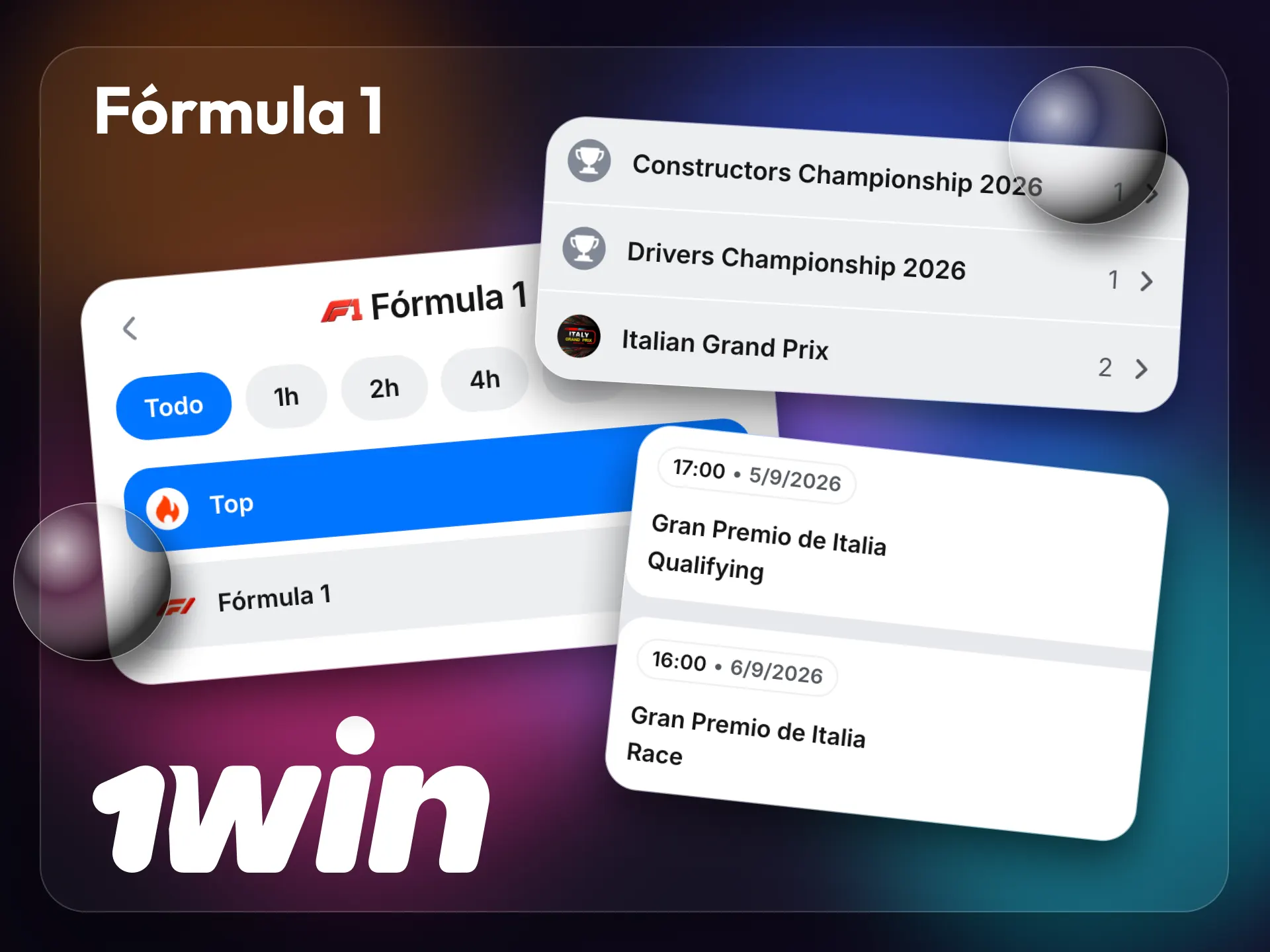 La Fórmula 1 en 1win cubre todas las rondas del Campeonato Mundial.