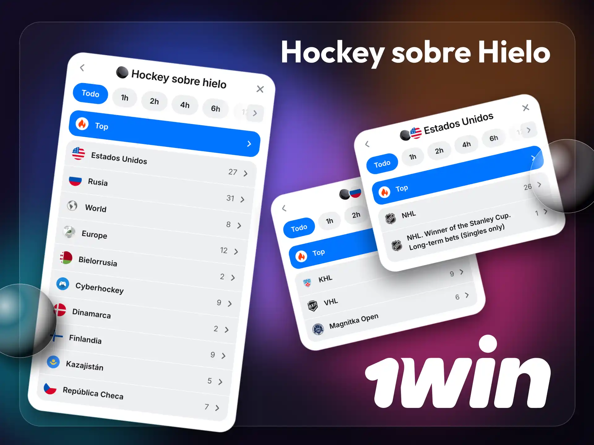 Haz tus apuestas en las mejores ligas de hockey sobre hielo de 1win.