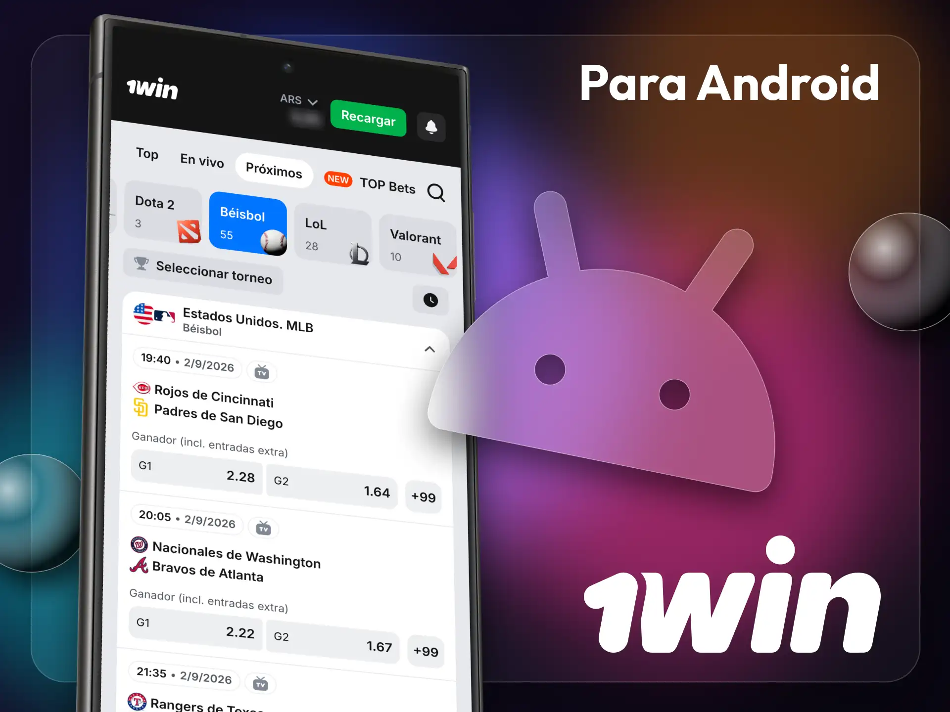Descarga la aplicación 1win para Android desde el sitio web oficial.