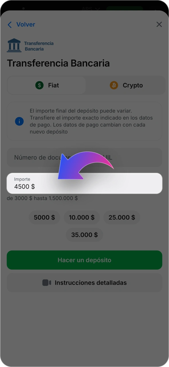 Localiza la sección de caja para recargar tu cuenta de 1win.