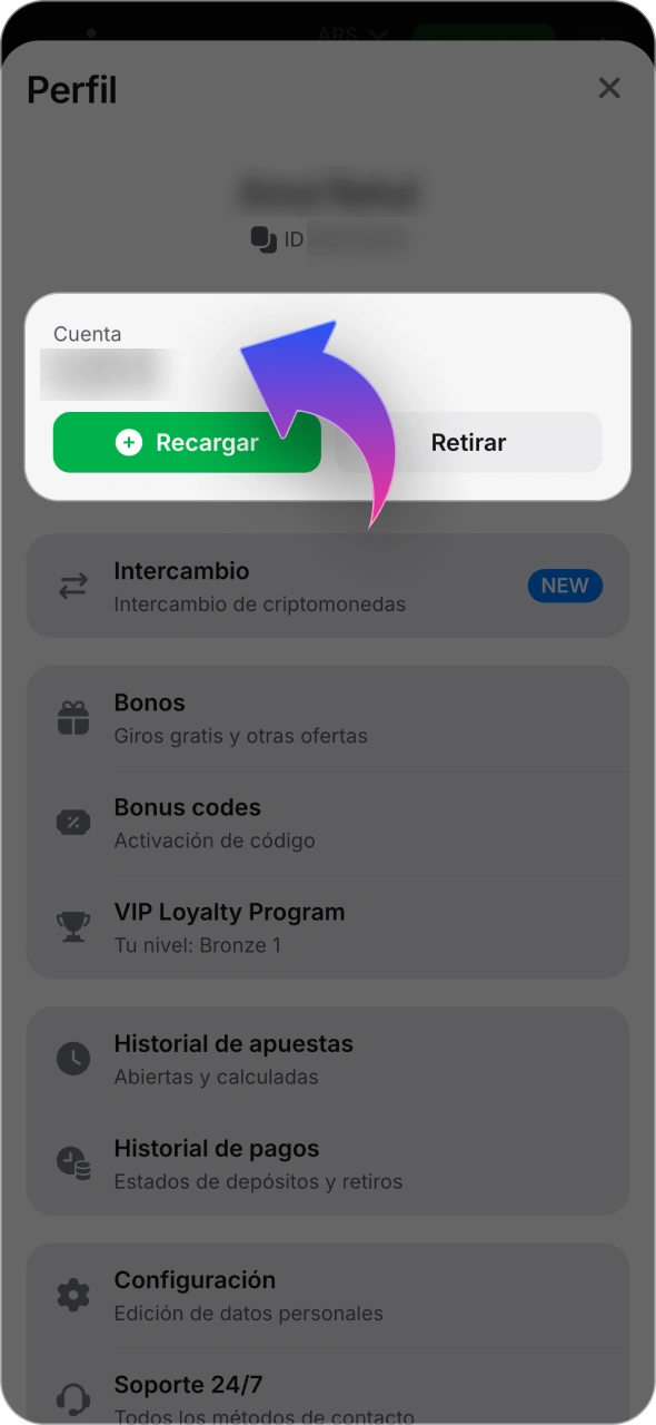Consulta el saldo de tu bono de 1win en tu panel personal.