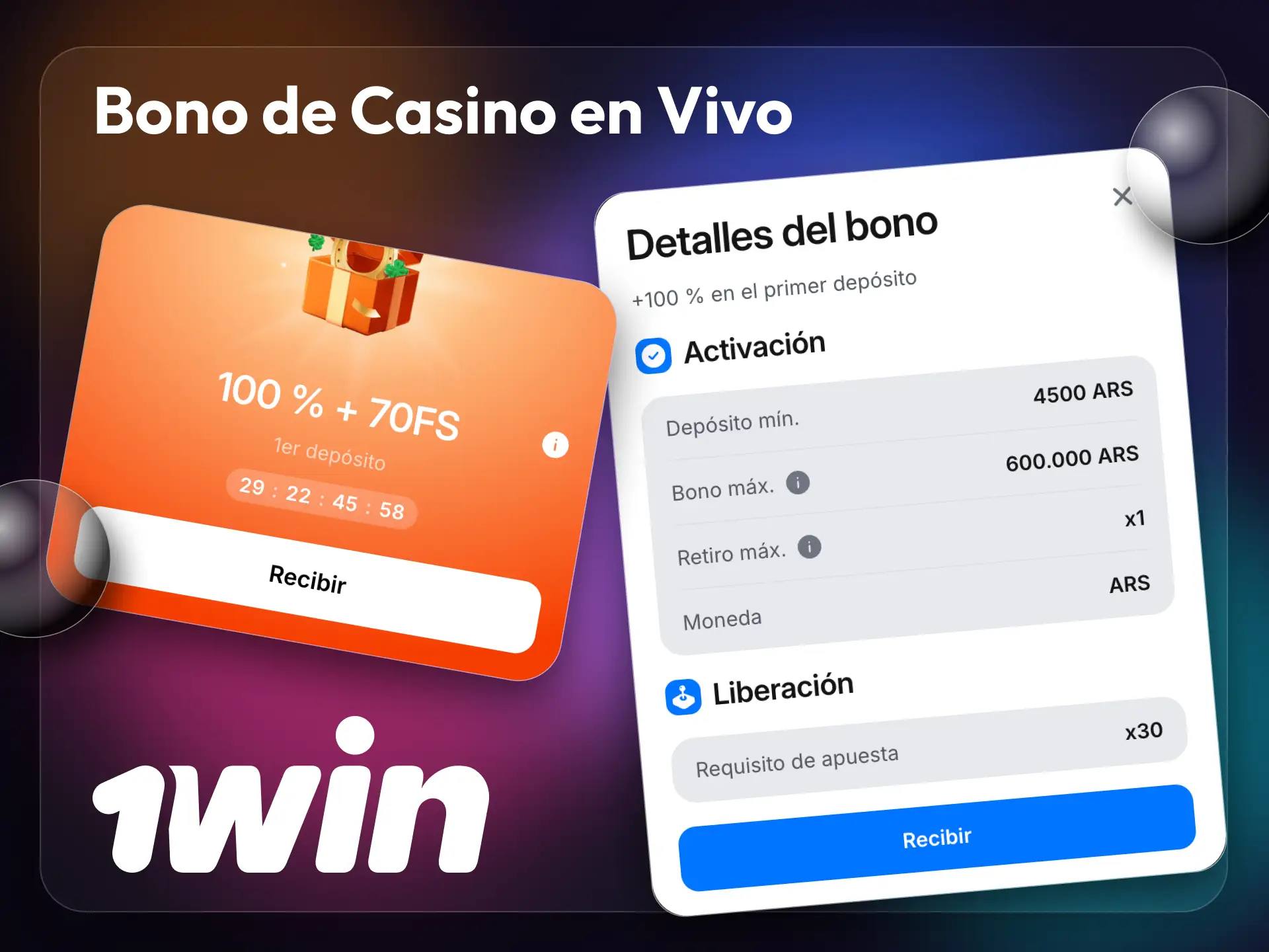 1win ofrece un generoso bono de bienvenida para el casino en vivo.