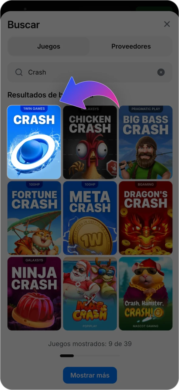 Visita el casino 1win para encontrar el juego Crash.