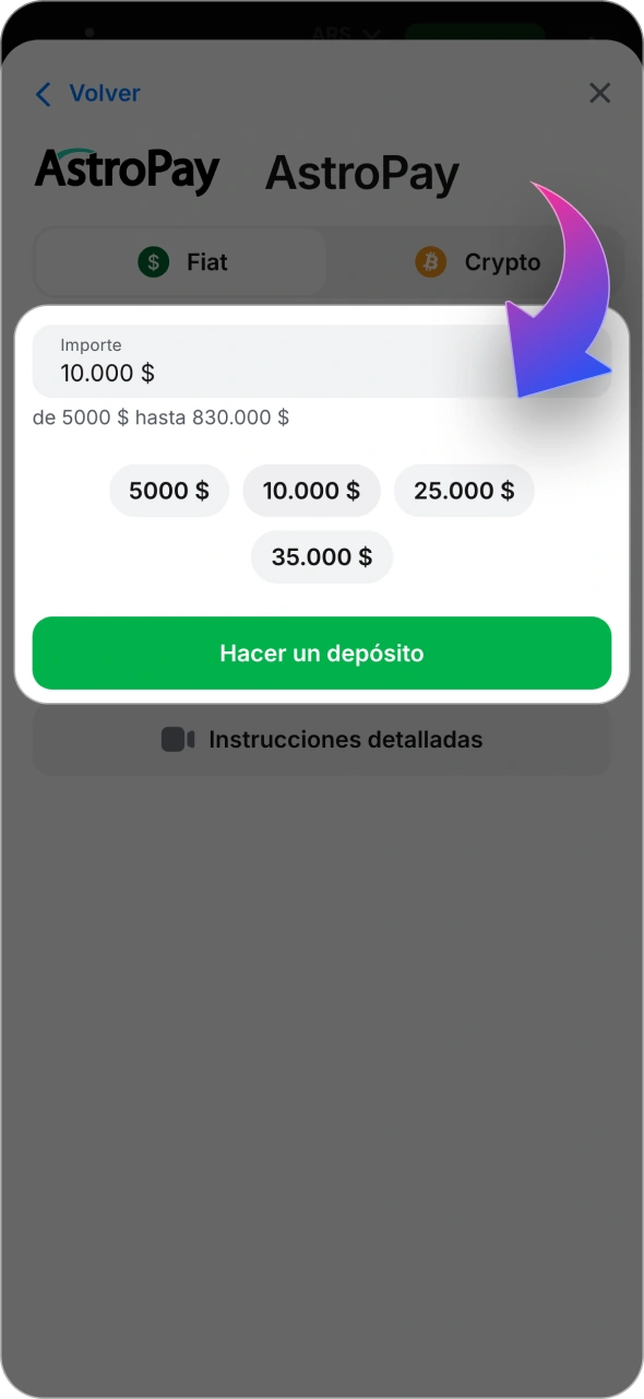 Recarga tu cuenta de 1win para poder realizar apuestas en el juego de Keno.