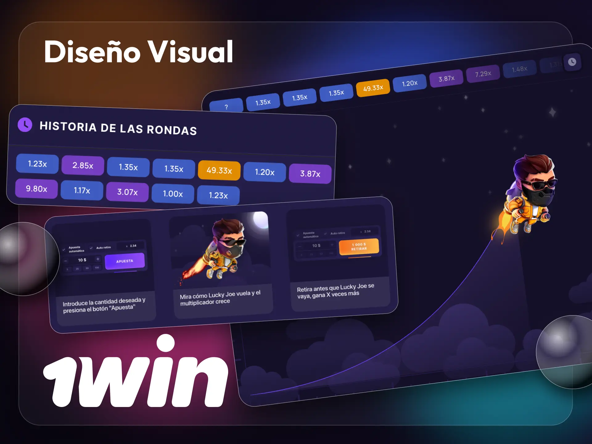 Descubre la interfaz de Lucky Jet en la plataforma del casino 1win.