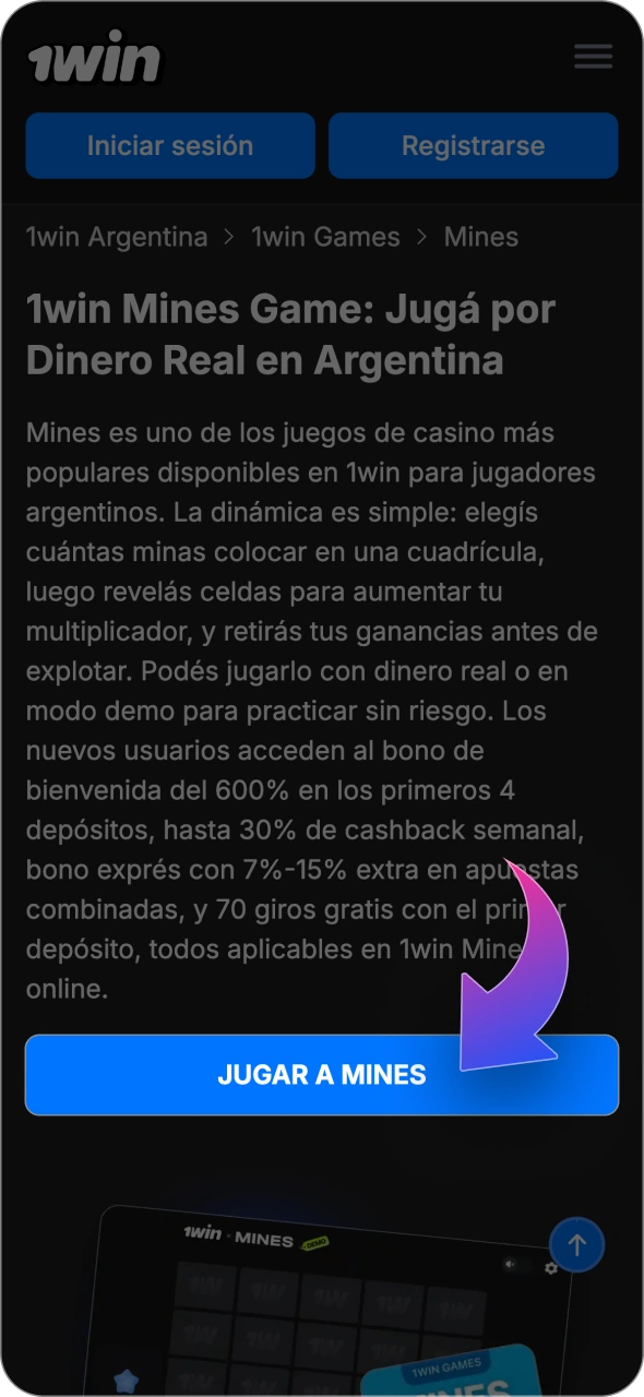Abre el formulario de registro en el sitio web de 1win para crear una cuenta.