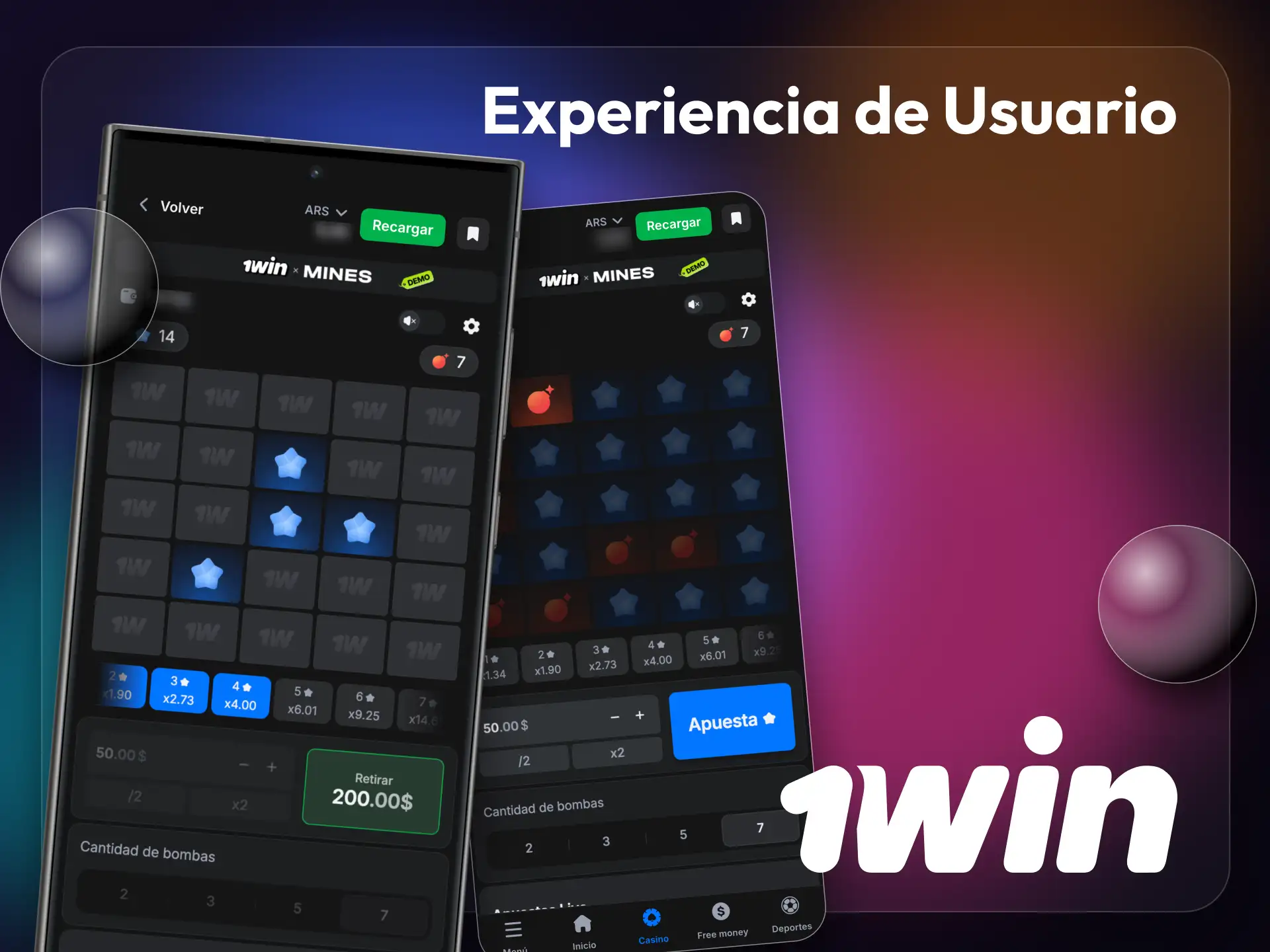 Instala la aplicación 1win en tu dispositivo y empieza a jugar a Mines.