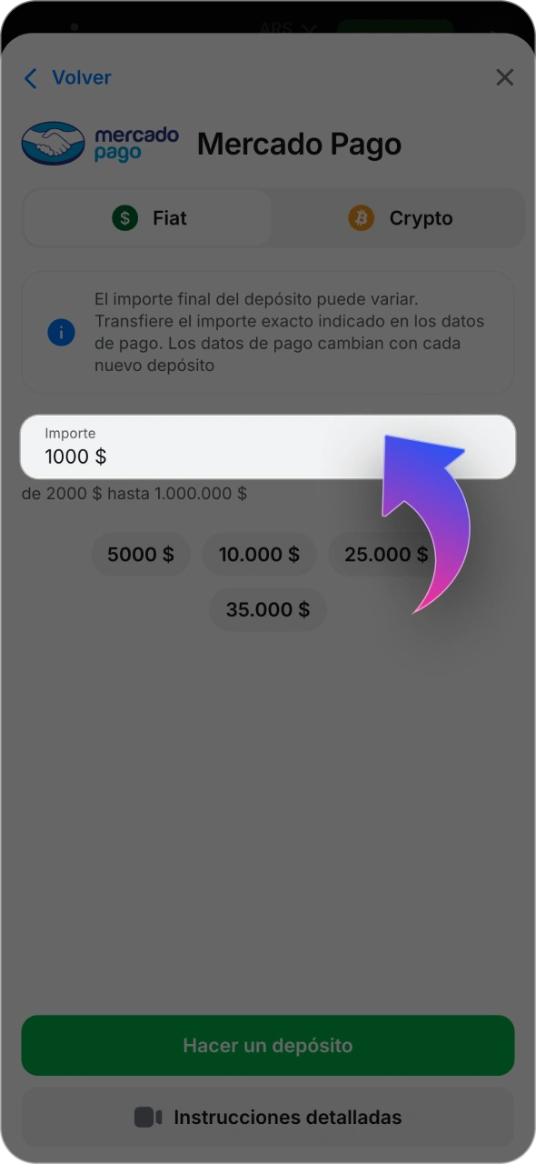 Realiza tu primer depósito para empezar a apostar en el juego Plinko de 1win.