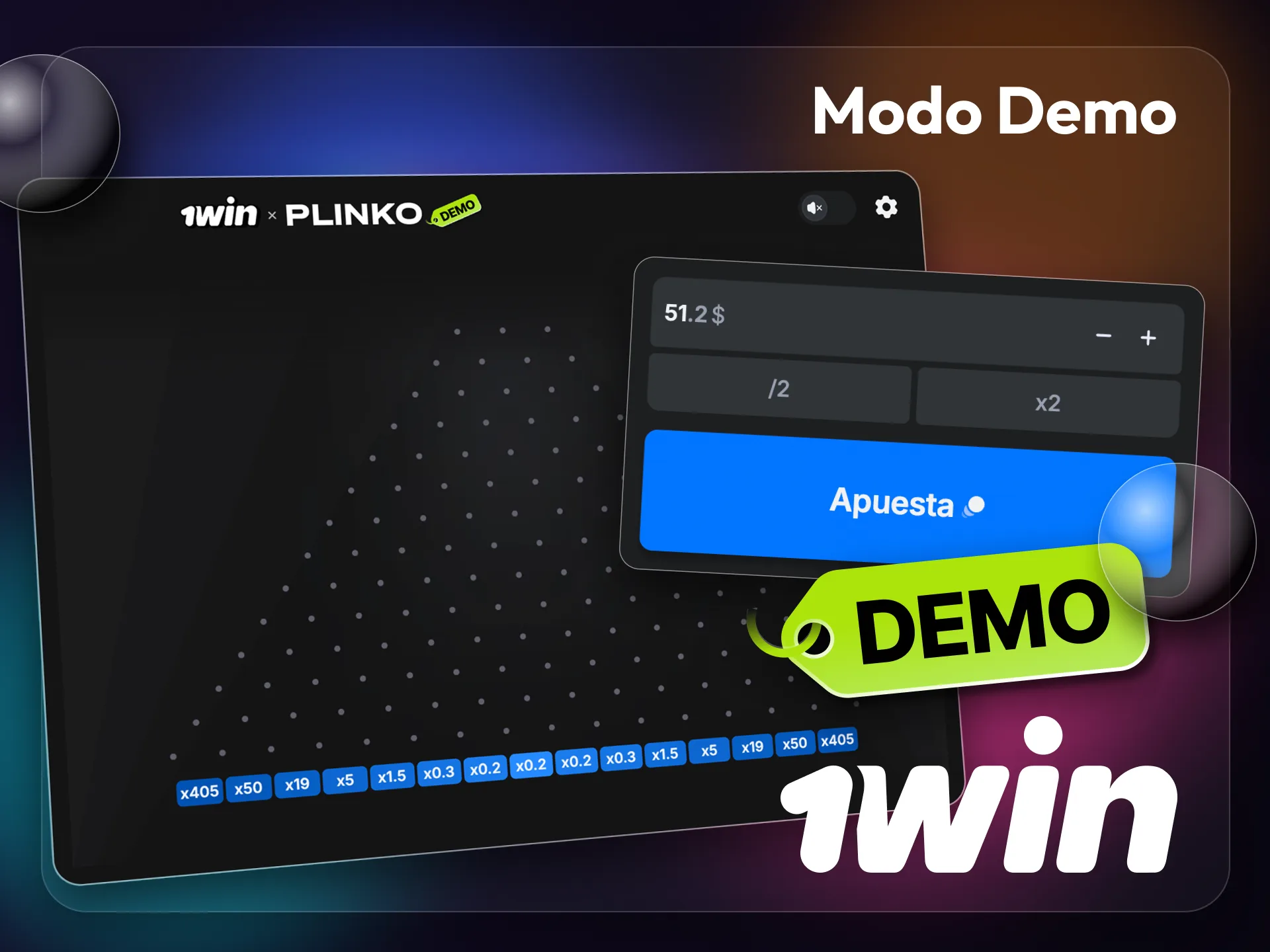 1win Plinko 1000 ofrece una versión de demostración para probar el juego.