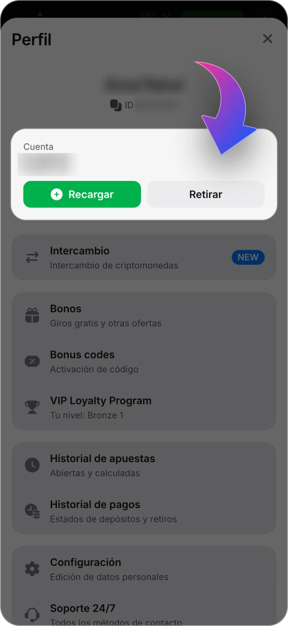 Consulta tu saldo de bonificación en tu cuenta personal de 1win.