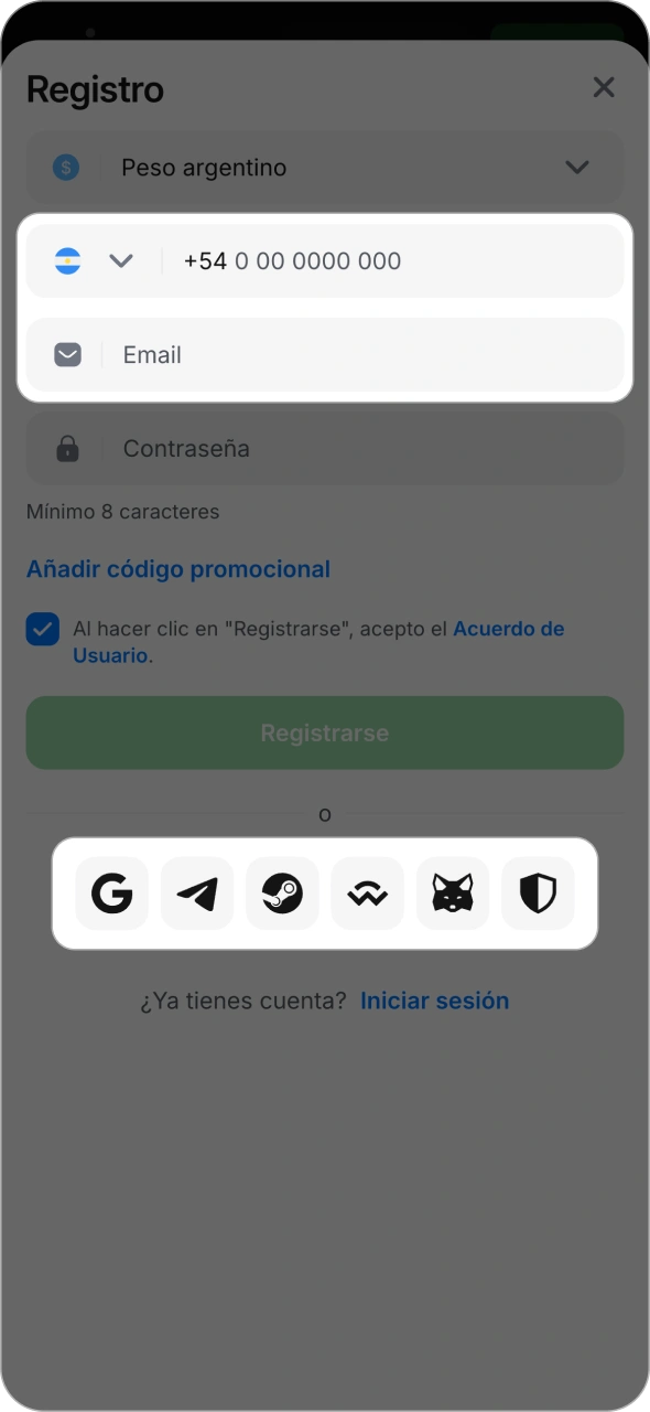 Elige tu método de registro preferido en la plataforma 1win.
