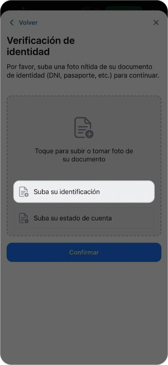 Sube tu documento de identidad en el formulario de verificación de 1win.