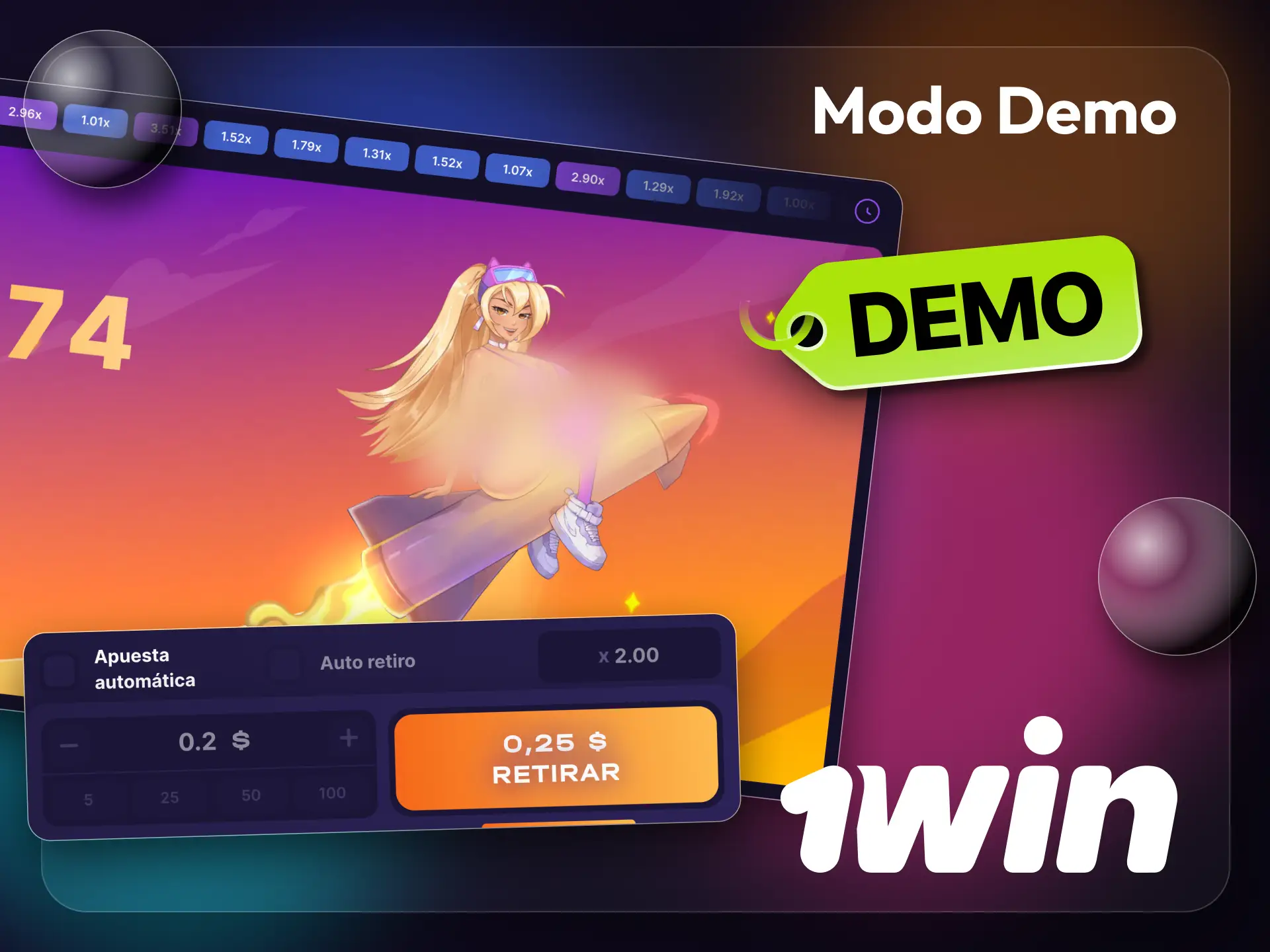 Prueba la versión demo del juego Rocket Queen de 1win.
