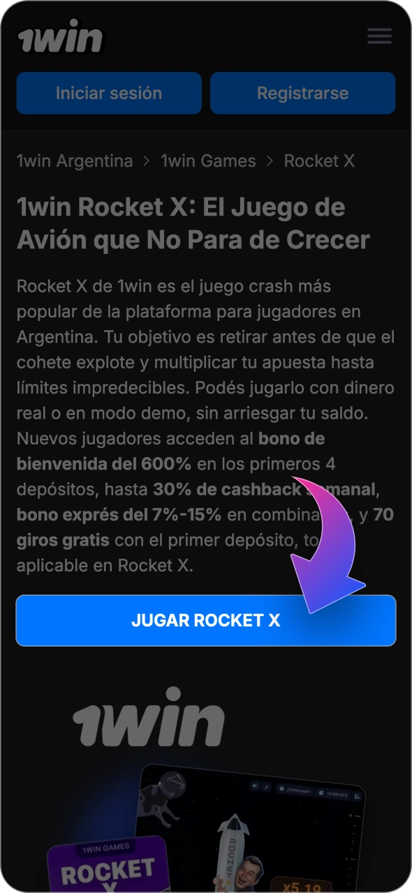 Haz clic en el botón de registro en la página de 1win para crear una cuenta.