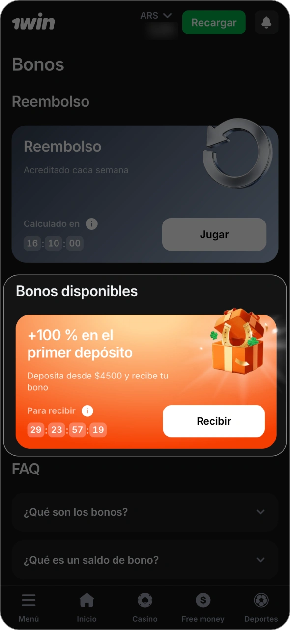 Activa el bono 1win para empezar a jugar al juego Rocket X.