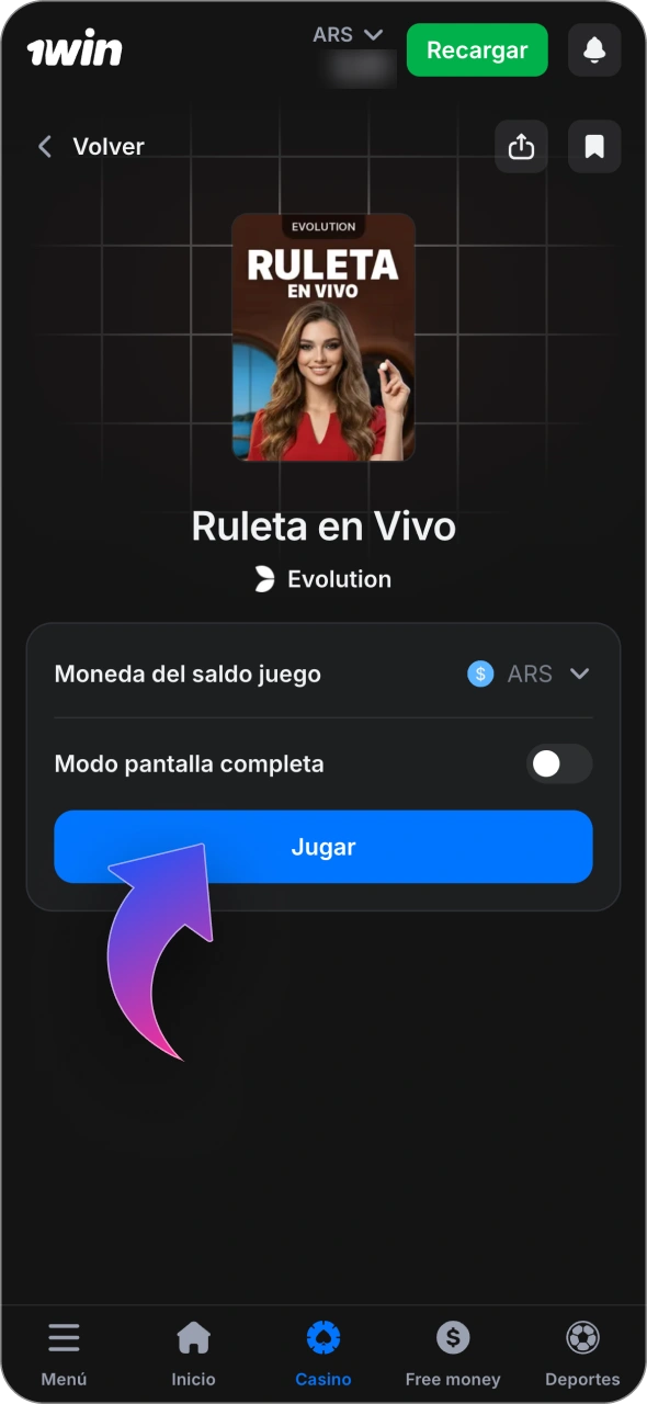 Elige un juego de ruleta y empieza a jugar en la plataforma online de 1win.