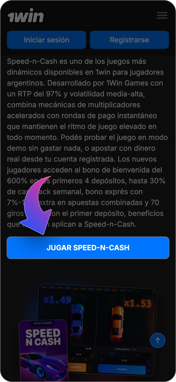 Inicia el proceso de registro en la plataforma del casino 1win.