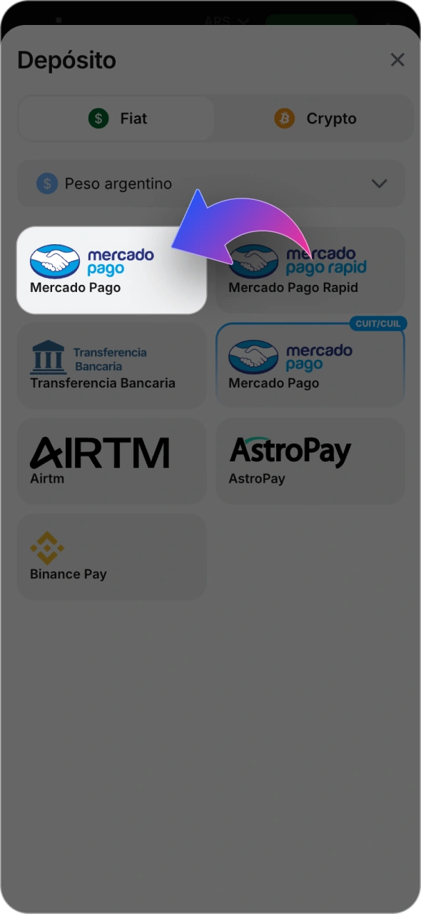 Elige uno de los métodos de depósito disponibles en 1win.